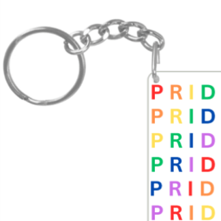 Transparent Pride Heart Rectangle Key Chain