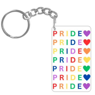 Transparent Pride Heart Rectangle Key Chain