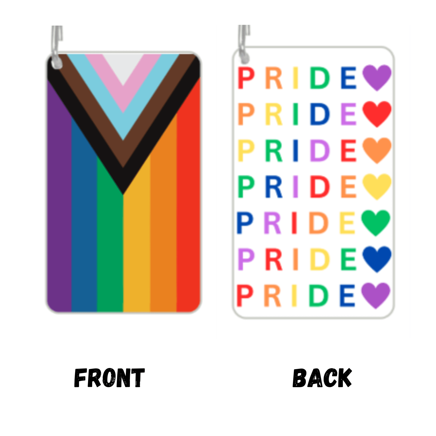 Progressive Flag and Pride Heart Rectangle Key Chain