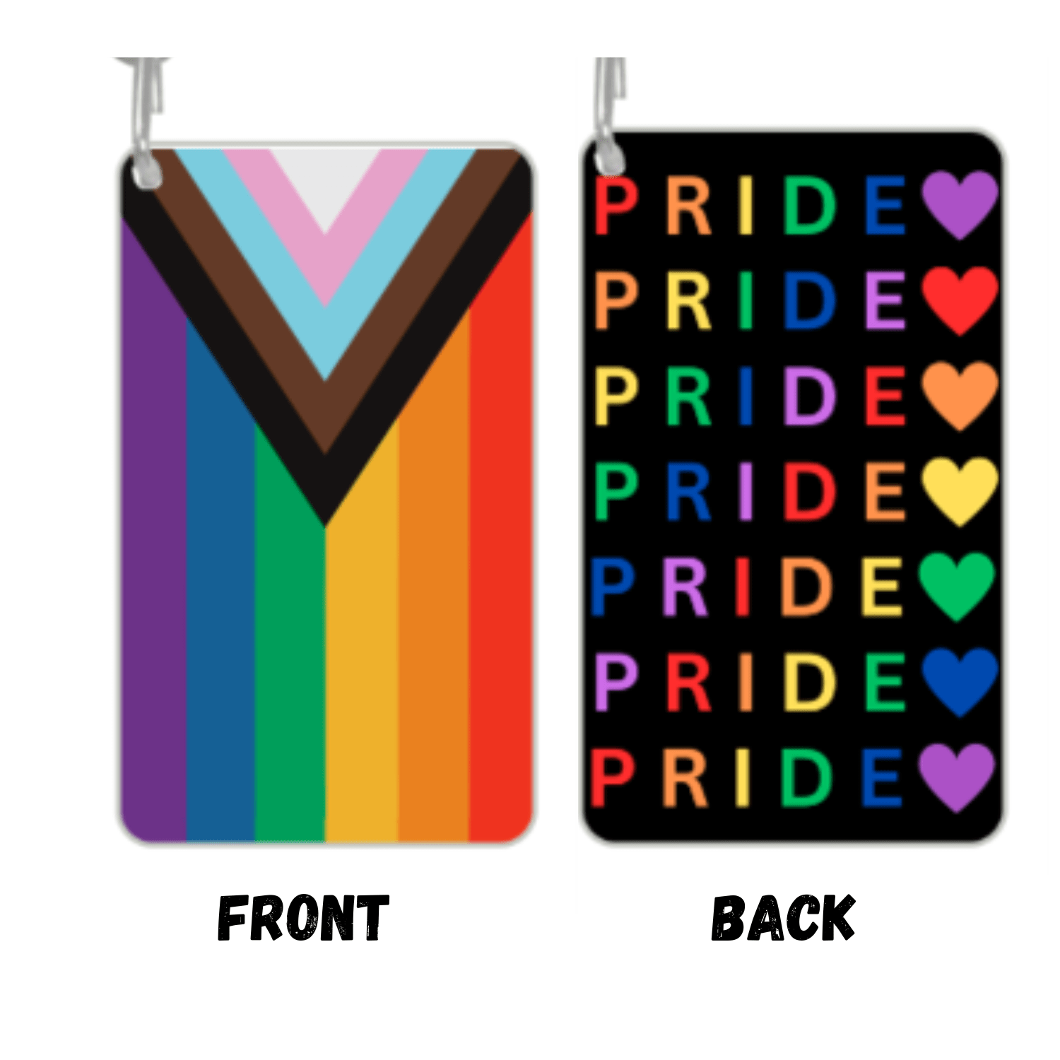 Progressive Flag and Pride Heart Rectangle Key Chain