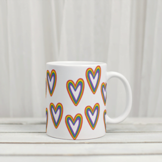Rainbow Heart All Over Print White Coffee Mug