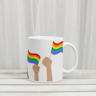 Hands Holding Pride Flags White Coffee Mug