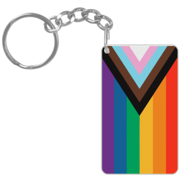 Progressive Flag and Pride Heart Rectangle Key Chain - Image 2