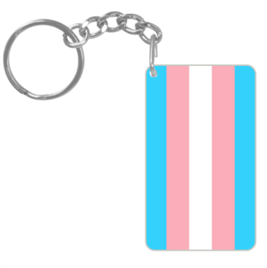 Trans Flag and Pride Heart Rectangle Key Chain - Image 2