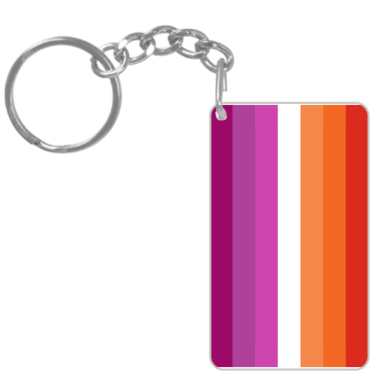 Lesbian Flag And Pride Heart Rectangle Key Chain - Image 2