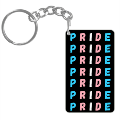 Trans Flag and Pride Heart Rectangle Key Chain - Image 3
