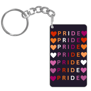Lesbian Flag And Pride Heart Rectangle Key Chain - Image 3