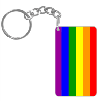 Pride Flag and Pride Heart Rectangle Key Chain - Image 3
