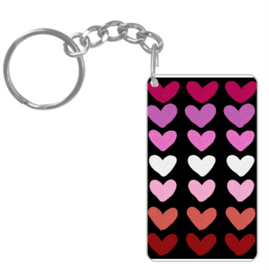 Hearts In Lesbian Flag Colors Key Chain - Image 3