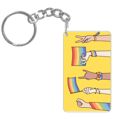Hands Holding Pride Flags Key Chain - Image 3